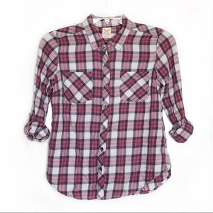 🐠 3 for $15 🐠 Faded Glory red/pink plaid button